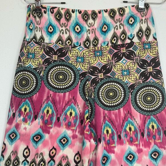 WinWin Wide Leg Palazzo Pants S/M Flowy Stretchy Pink Blue Artsy Hippie Boho - Picture 4 of 12
